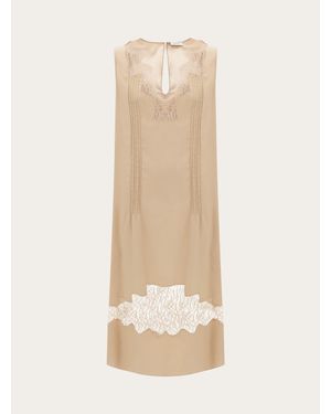 Ferragamo Mujer Vestido Con Intarsias De Encaje - Neutro