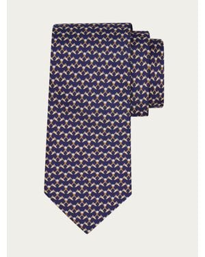 Ferragamo Club Print Silk Tie - Blue