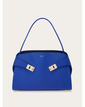 Ferragamo Hug Soft Bicolour Shoulder Bag (M) - Blue