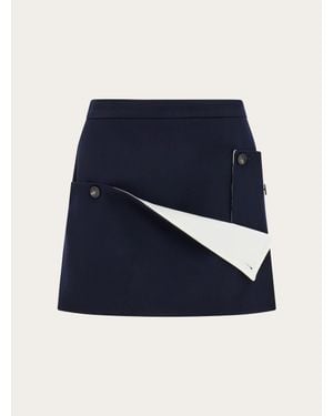 Ferragamo Tailored Mini Skirt With Button Detail - Blue
