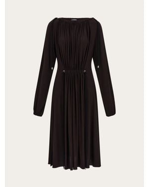 Ferragamo Mujer Vestido Con Fruncidos Marrón - Negro