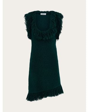Ferragamo Mini Dress With Fringe Detail - Green