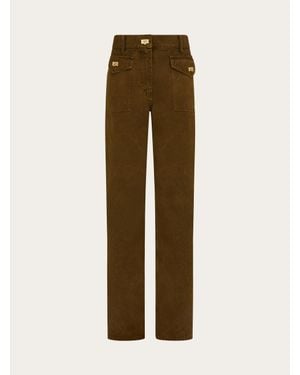 Ferragamo Mujer Pantalones Con Bolsillos De Parche Marrón - Neutro
