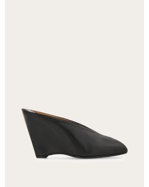 Ferragamo Peep Toe Mule - Black