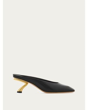 Ferragamo S-Shaped Heel Mule .5 - Black