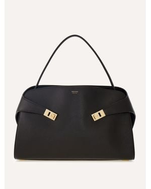 Ferragamo Hug Soft Bicolour Shoulder Bag (L) - Black