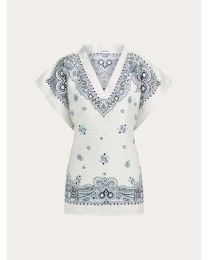 Ferragamo Arabesque Print Poncho - Blue