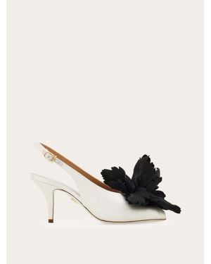 Ferragamo Donna Slingback Con Fiore Taglia - Neutro