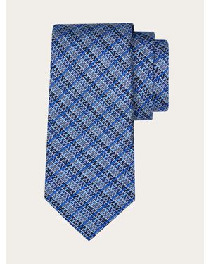 Ferragamo Gancini Chain Print Silk Tie - Blue