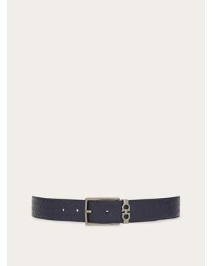 Ferragamo Reversible And Adjustable Gancini Belt - White