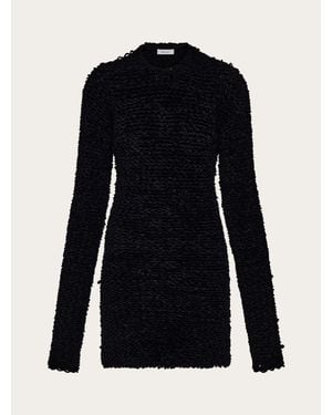 Ferragamo Astrakhan Effect Short Dress - Black