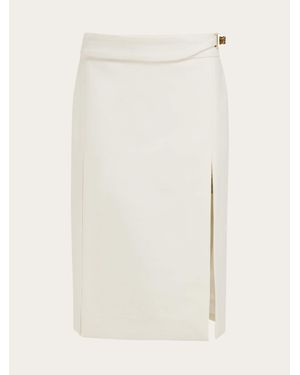 Ferragamo Pencil Skirt With High Slits - White