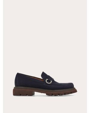 Ferragamo Uomo Mocassino Ornamento Gancini Taglia - Blu