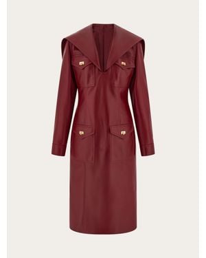 Ferragamo Mujer Vestido De Napa Rojo
