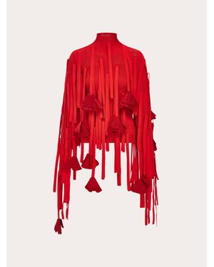 Ferragamo Donna Maglia A Rete Con Fiori - Rosso