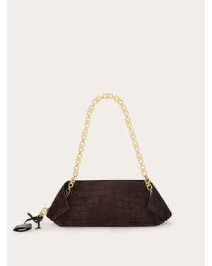 Ferragamo Gancini Chain Folded Shoulder Bag (S) - White