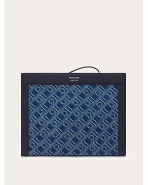 Ferragamo Herren -Monogram Pouch - Blau