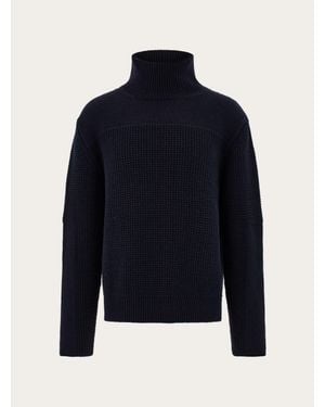 Ferragamo High Neck Knitted Sweater - Blue