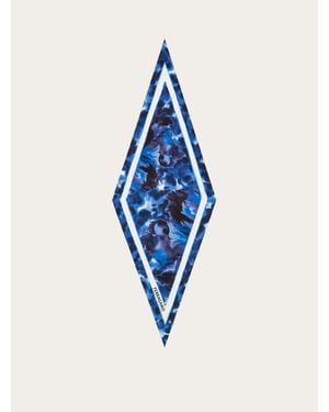 Ferragamo Carnation Print Diamond Scarf - Blue