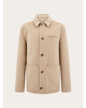 Ferragamo Double Wool And Cashmere Blouson - Natural