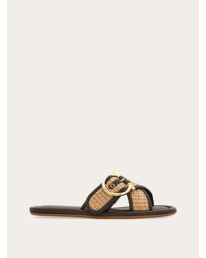 Ferragamo Double Strap Gancini Ornament Slide - Multicolour