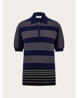 Ferragamo Striped Polo Shirt - Blue