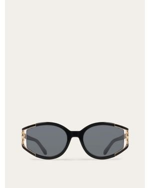 Ferragamo Oval Frame Sunglasses - Black
