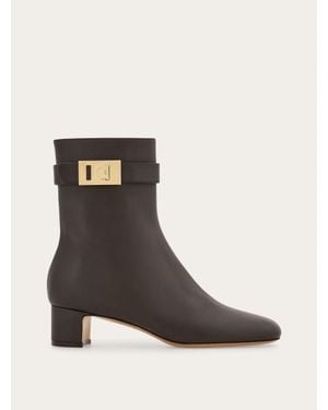 Ferragamo Hug Buckle Ankle Boot - Black
