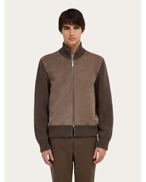 Ferragamo Blouson With Leather Inserts - Brown