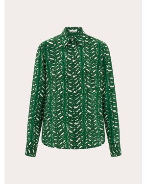 Ferragamo Donna Camicia Stampa Palme - Verde