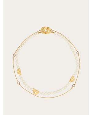 Ferragamo Double Strand Necklace With Pearls - Natural