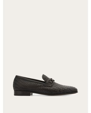 Ferragamo Moccasin With Braid Gancini Ornament - White