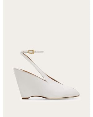 Ferragamo Peep Toe Wedge Sandal .5 - Natural