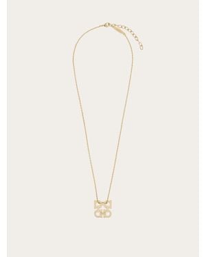 Ferragamo Four Gancini Pendant Necklace - Natural