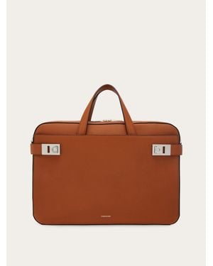 Ferragamo Briefcase With Hug Buckle (M) - Brown