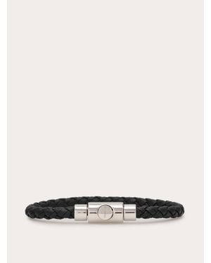 Ferragamo Braided Leather Bracelet (20Cm) - Black