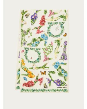 Ferragamo Eden Shoes Print Silk Scarf - Blue