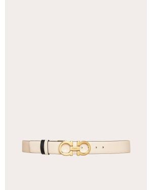 Ferragamo Reversible And Adjustable Gancini Belt - Natural