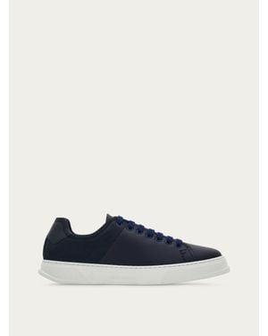 Ferragamo Apos;S Clayton Leather And Suede Low-Top Trainers - Blue