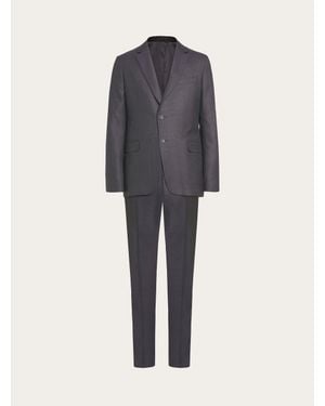 Ferragamo Check Suit In Wool - Blue