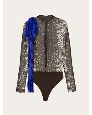 Ferragamo Body With Flower Sash Detail - Blue