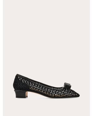 Ferragamo Macramé Vara Bow Pump - Black