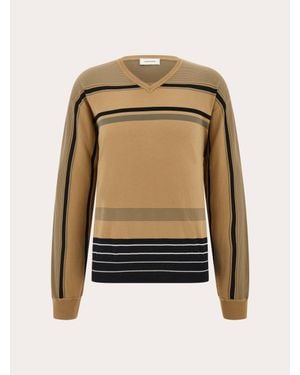 Ferragamo Uomo Maglia Con Collo A V - Verde