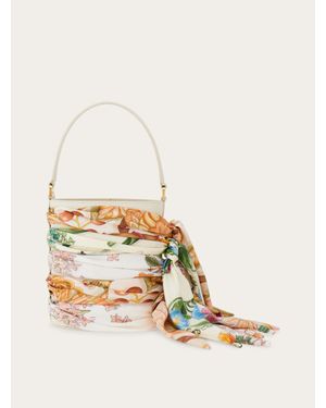 Ferragamo Mini Bucket Bag With Foulard - Natural