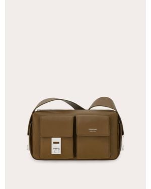 Ferragamo Utility Shoulder Bag With Hug Buckle (M) - Brown