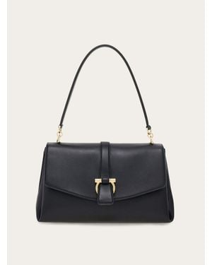 Ferragamo Front Flap Shoulder Bag (S) - Black