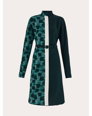 Ferragamo Shirt Dress With Contrasting Prints - Blue