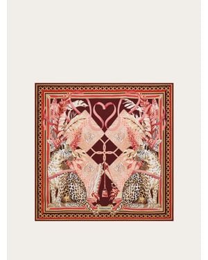 Ferragamo Damen Seidenhalstuch Mit Raubkatzen-Print - Pink