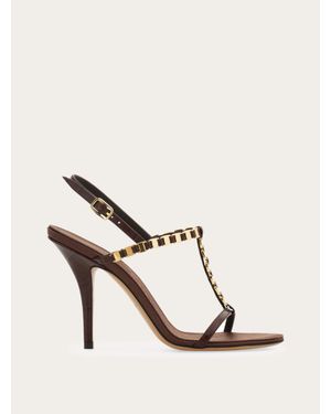 Ferragamo Vara Chain T-Strap Sandal - Natural