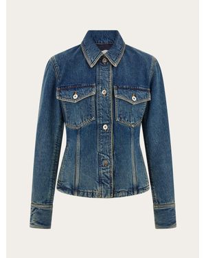 Ferragamo Femmes Blouson En Denim Bleu
